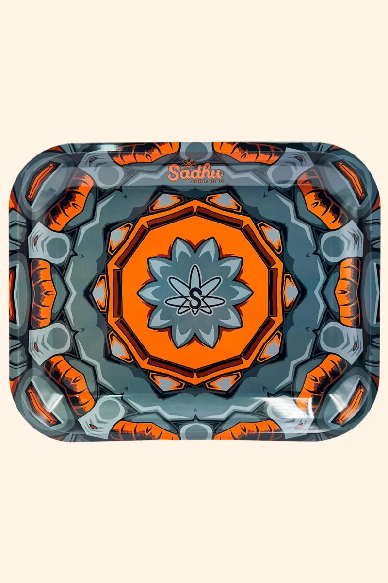 BANDEJA SADHU GRANDE LARANJA E CINZA